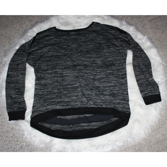 Olivaceous Hi-Low Sweater Black & Gray Sz M Leather Band LS GUC - Picture 1 of 6